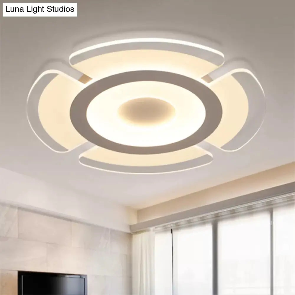 Simple Floral Acrylic Led Flush Ceiling Light - 8/16.5/20.5 Wide Warm/White White / 8 Warm
