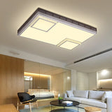 Simple Flush Mount Led Acrylic Ceiling Light With Crystal Accent - White Square/Rectangle