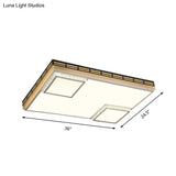 Simple Flush Mount Led Acrylic Ceiling Light With Crystal Accent - White Square/Rectangle