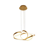 Acrylic Wave Chandelier - Simple Gold/Coffee Led Hanging Lamp For Dining Room 14/19.5 Wide