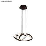 Simple Gold/Coffee Wave Acrylic Chandelier Led Hanging Lamp Ideal For Dining Room 14’’/19.5’’ Wide