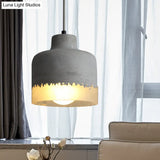 Simple Gray Cement Pendant Light For Drum Balcony & Living Room