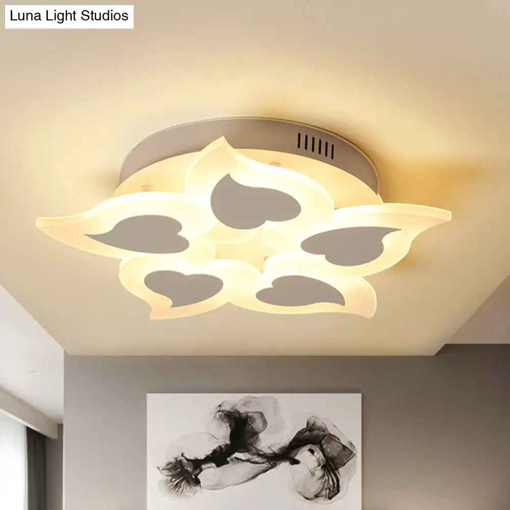 Simple Heart Acrylic Led Ceiling Light With Remote Dimming - Warm/White 18’/23’ Wide