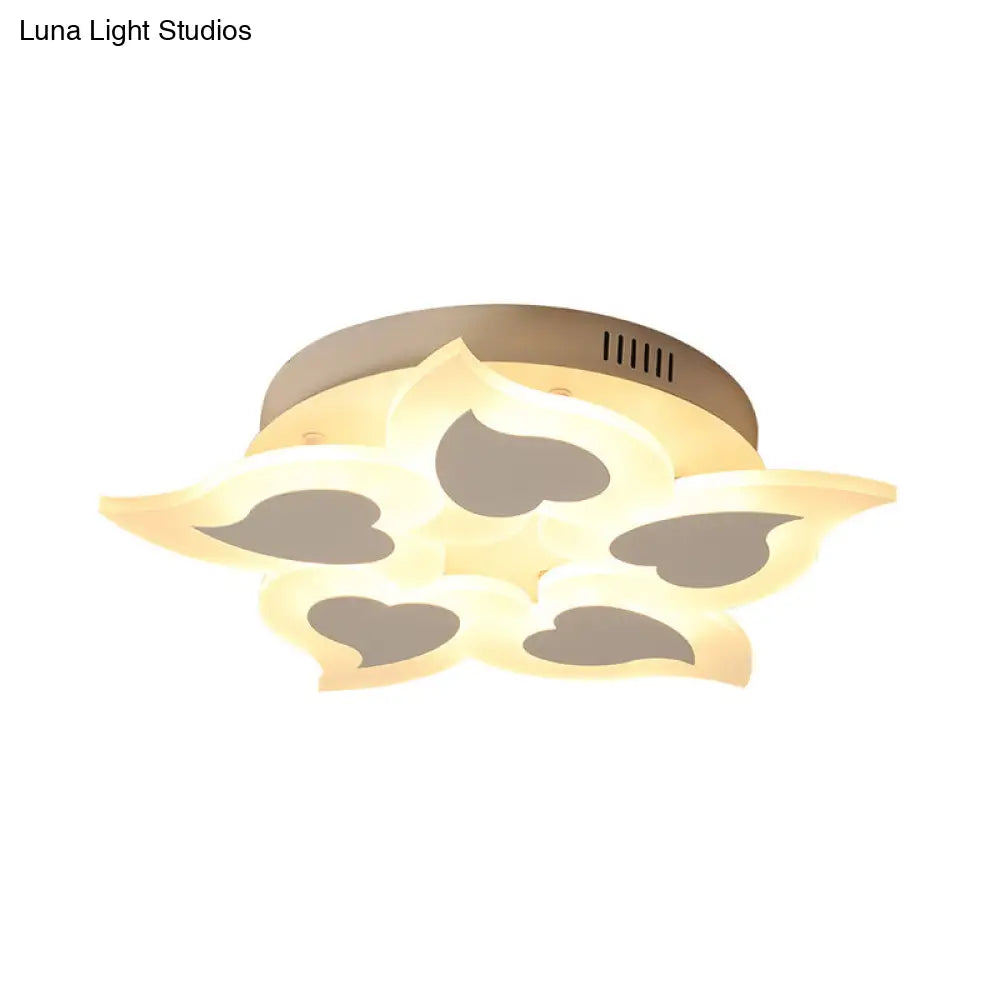 Simple Heart Acrylic Led Ceiling Light With Remote Dimming - Warm/White 18’/23’ Wide