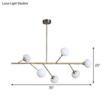 Simple Iron 6-Bulb Hanging Chandelier In Brass - Branch Pendant Light For Living Room