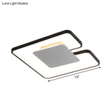 Simple Iron Led Flushmount Ceiling Fixture With Gap Design For Bedroom - Square Frame Thin