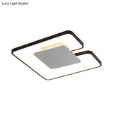 Simple Iron Led Flushmount Ceiling Fixture With Gap Design For Bedroom - Square Frame Thin