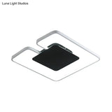 Simple Iron Led Flushmount Ceiling Fixture With Gap Design For Bedroom - Square Frame Thin