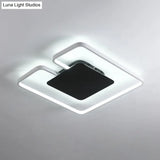 Simple Iron Led Flushmount Ceiling Fixture With Gap Design For Bedroom - Square Frame Thin