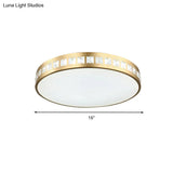 Simple K9 Crystal Gold Drum Ceiling Light - Led Flush Mount Fixture (16’/19.5’/23.5’) 3 Color