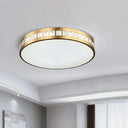 Simple K9 Crystal Gold Drum Ceiling Light - Led Flush Mount Fixture (16’/19.5’/23.5’) 3 Color