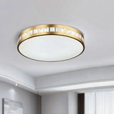 Simple K9 Crystal Gold Drum Ceiling Light - Led Flush Mount Fixture (16’/19.5’/23.5’) 3 Color