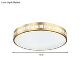 Simple K9 Crystal Gold Drum Ceiling Light - Led Flush Mount Fixture (16’/19.5’/23.5’) 3 Color