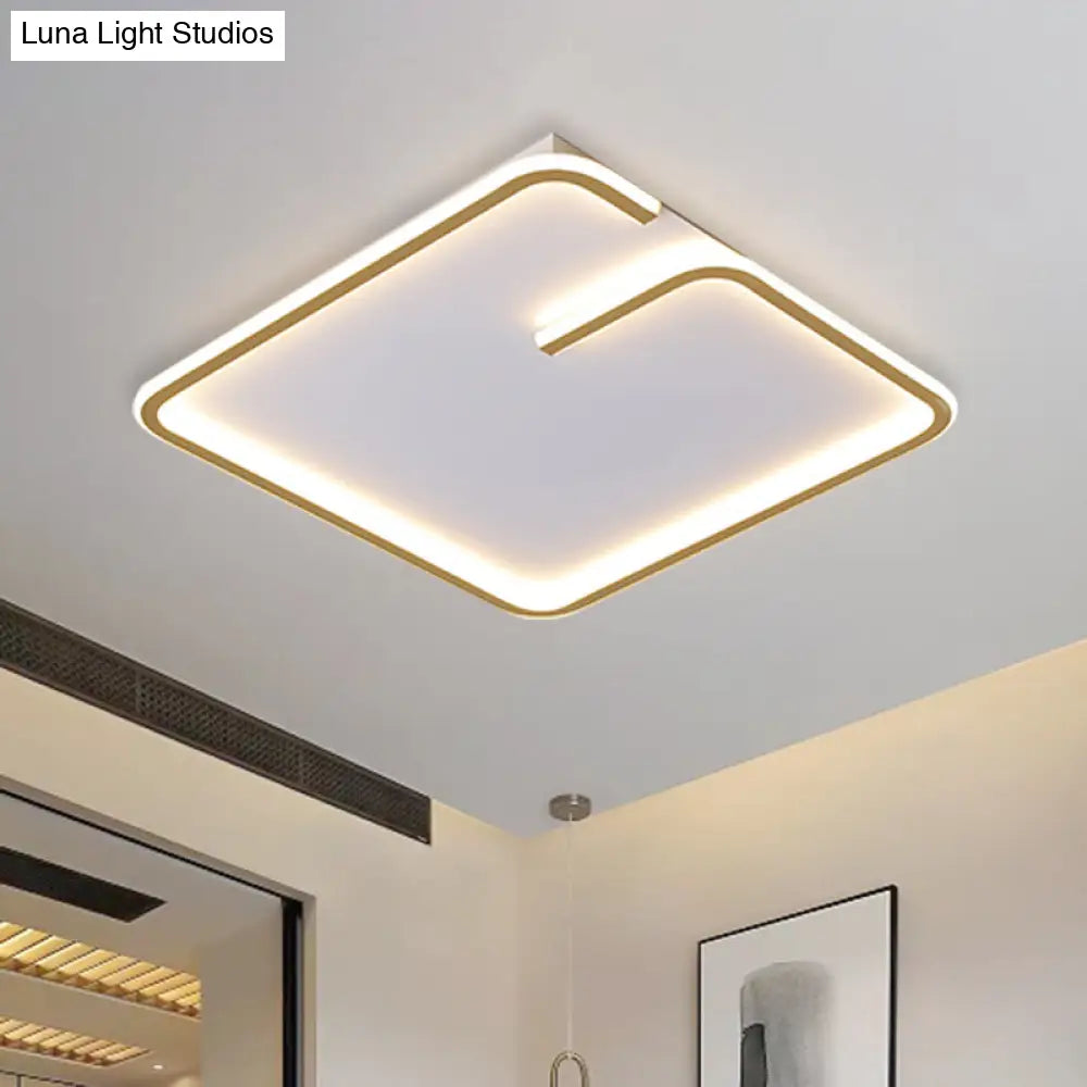 Simple Led Acrylic Flushmount Light - White Square Flush Mount Warm/White 16’/19.5’ Width
