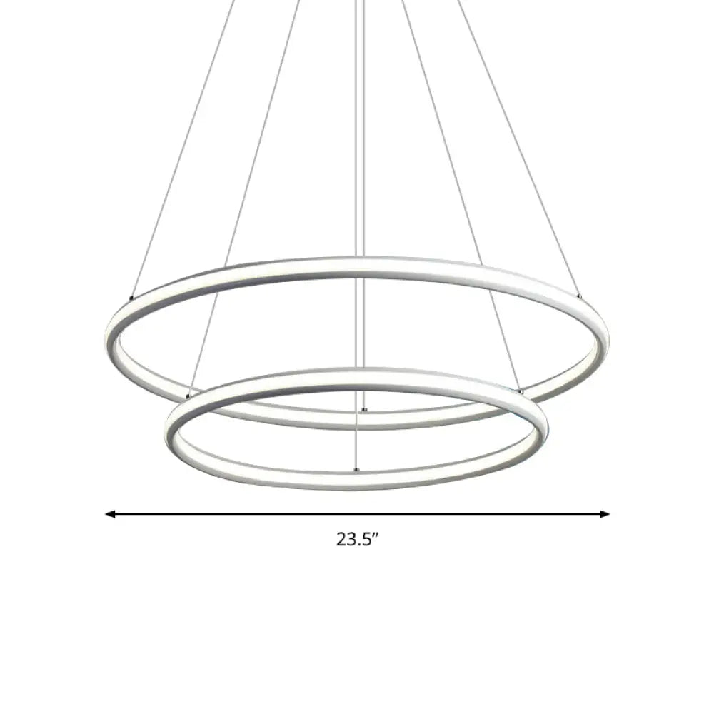 Simple Led Acrylic Ring Chandelier - Warm/White/Natural Light 1/2/3-Light Ceiling Pendant Fixture