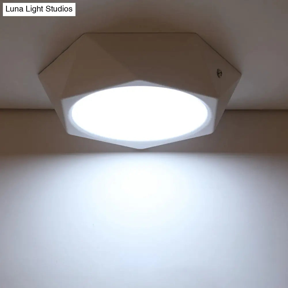 Simple Led Ceiling Lamp: Polygon Office Flush Light Fixture Aluminum White 6W/12W/18W