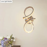 Simple Led Chrome Wall Mount Lamp With Cut Crystal Deco In Warm/White Light - Stylish Metal Number