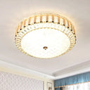 Simple Led Crystal Flush Mount Ceiling Light With Elegant Black/Gold Finish - Perfect For Dining