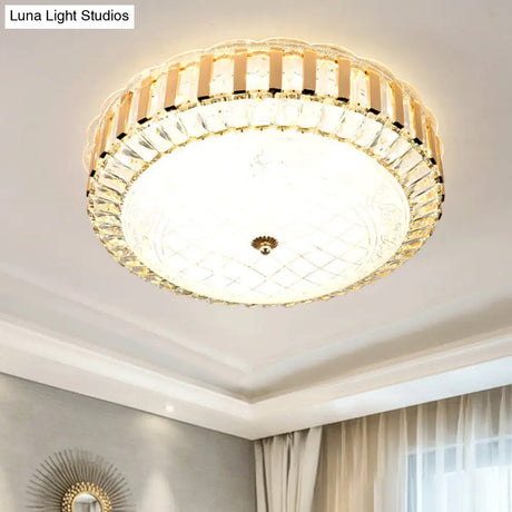 Simple Led Crystal Flush Mount Ceiling Light With Elegant Black/Gold Finish - Perfect For Dining