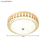 Simple Led Crystal Flush Mount Ceiling Light With Elegant Black/Gold Finish - Perfect For Dining