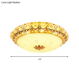 Simple Led Flush Light With Clear K9 Crystal Dome - 15’/19’/23’ Wide White Ceiling Lamp