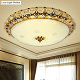Simple Led Flush Light With Clear K9 Crystal Dome - 15/19/23 Wide White Ceiling Lamp (Warm/White/3