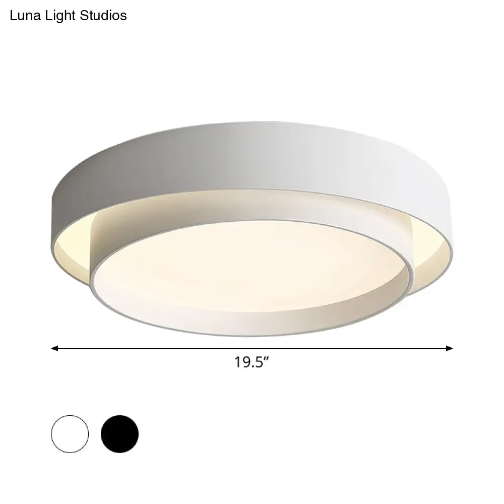 Simple Led Flush Mount Acrylic White/Black Circle Ceiling Light Fixture – 16’/19.5’ Wide