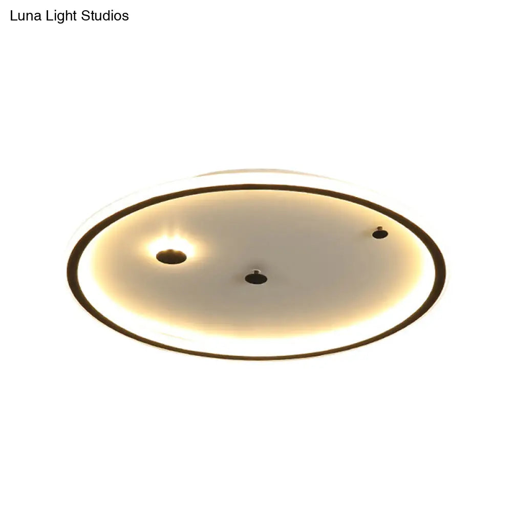 Simple Led Flushmount Black/Gold Round Ceiling Lamp Fixture - 16’/19.5’ Width Acrylic Shade
