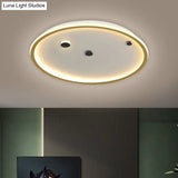 Simple Led Flushmount Black/Gold Round Ceiling Lamp Fixture - 16’/19.5’ Width Acrylic Shade
