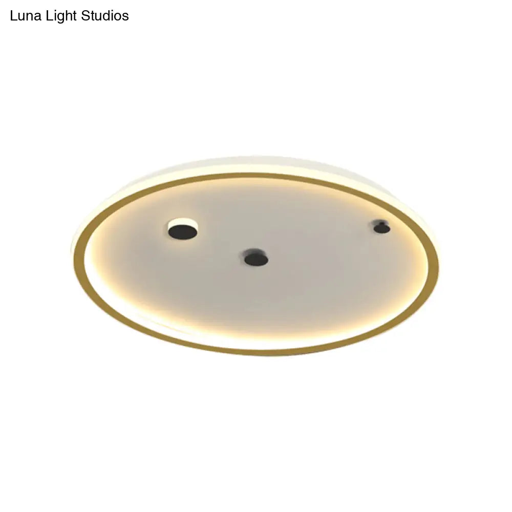 Simple Led Flushmount Black/Gold Round Ceiling Lamp Fixture - 16’/19.5’ Width Acrylic Shade