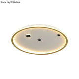 Simple Led Flushmount Black/Gold Round Ceiling Lamp Fixture - 16’/19.5’ Width Acrylic Shade