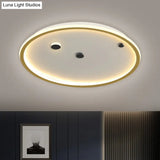 Simple Led Flushmount Black/Gold Round Ceiling Lamp Fixture - 16’/19.5’ Width Acrylic Shade