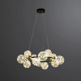 Simple Led Metal Chandelier With Starry Pendant - Clear Glass Shade 12 / Black