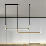 Simple Led Multi Ceiling Light With Metal Shade Black/Gold Linear Pendant In Warm/White