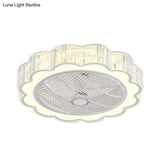 Simple Led Scalloped Crystal Flush Ceiling Light For Bedroom - White 3 Color