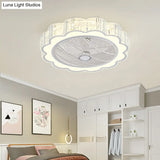 Simple Led Scalloped Crystal Flush Ceiling Light For Bedroom - White 3 Color