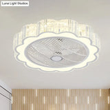 Simple Led Scalloped Crystal Flush Ceiling Light For Bedroom - White 3 Color