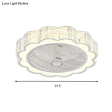 Simple Led Scalloped Crystal Flush Ceiling Light For Bedroom - White 3 Color