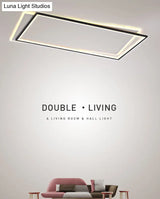 Simple Metal Led Flush Ceiling Light Fixture Black-White Rectangular Design