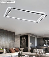 Simple Metal Led Flush Ceiling Light Fixture Black-White Rectangular Design