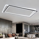 Simple Metal Led Flush Ceiling Light Fixture Black-White Rectangular Design / White