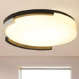 Simple Metal Led Flush Ceiling Light With Acrylic Diffuser In Black/White 16.5’/20.5’ Wide -
