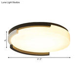 Simple Metal Led Flush Ceiling Light With Acrylic Diffuser In Black/White 16.5’/20.5’ Wide -