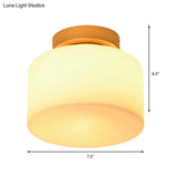 Simple Opal Glass Square/Cylinder Flush Mount Light Ceiling Fixture In White