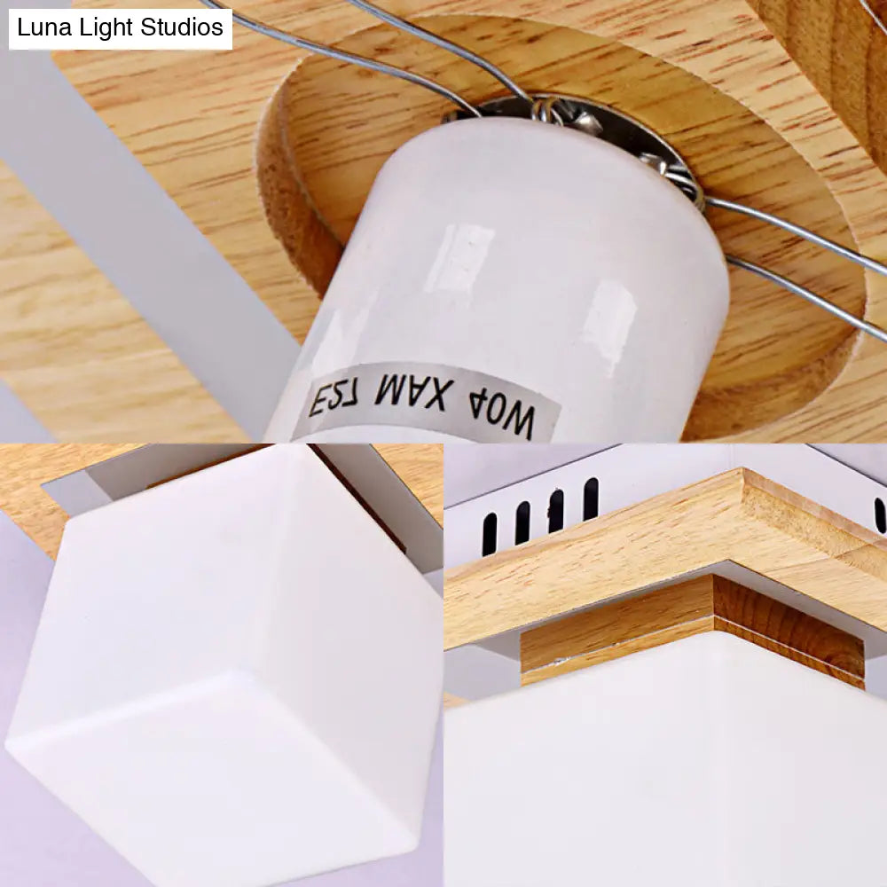 Simple Opal Glass Square/Cylinder Flush Mount Light Ceiling Fixture In White