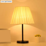 Simple Pleated Fabric Table Lamp - Tapered Nightstand Light For Bedside (1 Bulb)