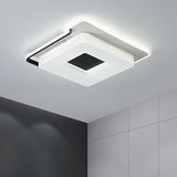 Simple Round/Square Flush Ceiling Light: 16’/19.5’ Wide Acrylic Shaded Black And White Fixture