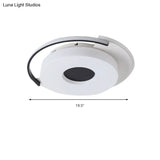 Simple Round/Square Flush Ceiling Light: 16’/19.5’ Wide Acrylic Shaded Black And White Fixture