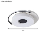 Simple Round/Square Flush Ceiling Light: 16’/19.5’ Wide Acrylic Shaded Black And White Fixture