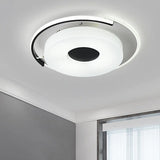Simple Round/Square Flush Ceiling Light: 16’/19.5’ Wide Acrylic Shaded Black And White Fixture